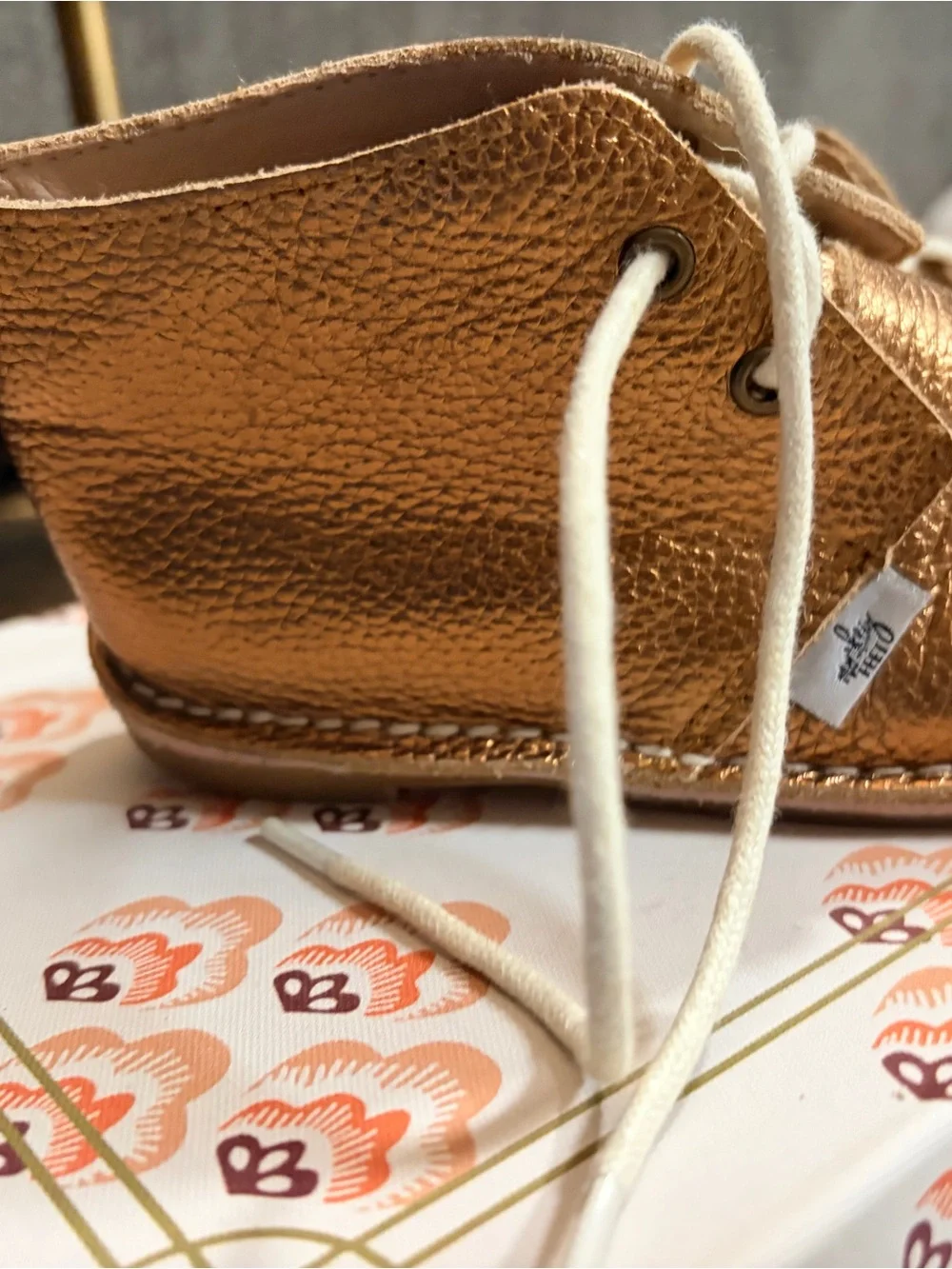 Metallic Bronze Kids Lace-Up Booties